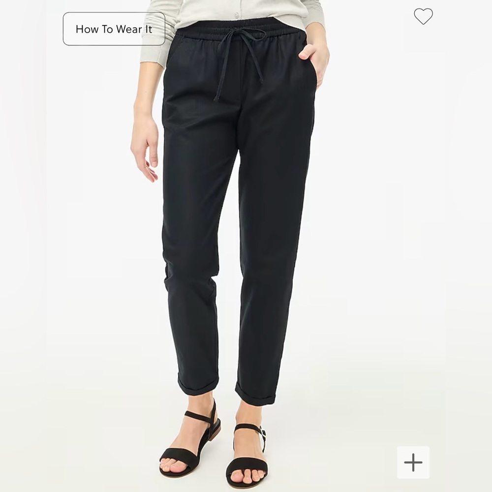 J.Crew Factory black linen-cotton drawstring pants Size Petite 00 Worn only once